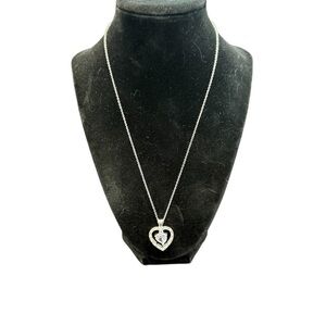 Avon Silvertone Double Heart Necklace with Delicate Chain NIB vintage 2007